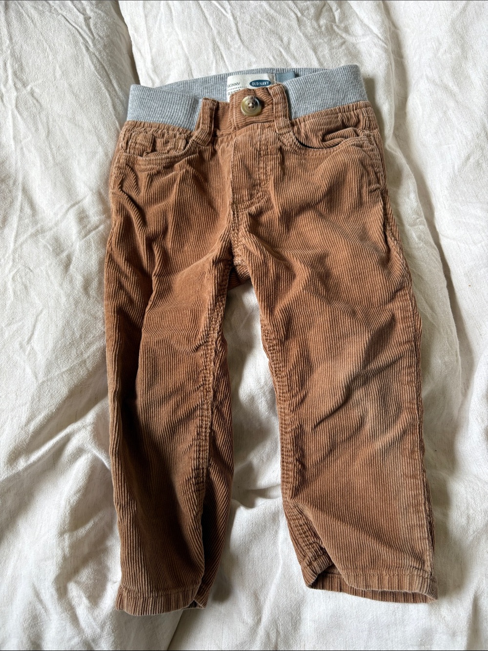 Old Navy Brown Corduroy Pull-On Pants with Gray Waistband